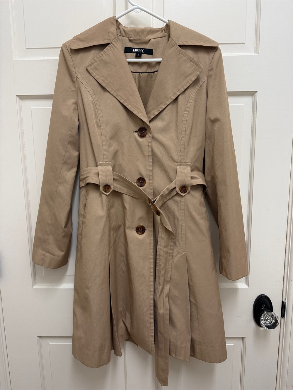 DKNY Khaki Trench Coat with Belt